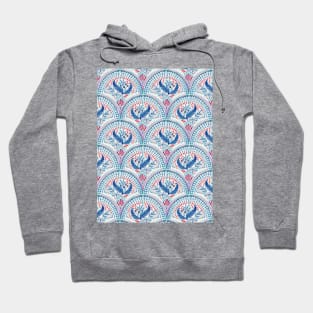 Art Deco Fresco in Cool Mediterranean Blue and Red Hoodie